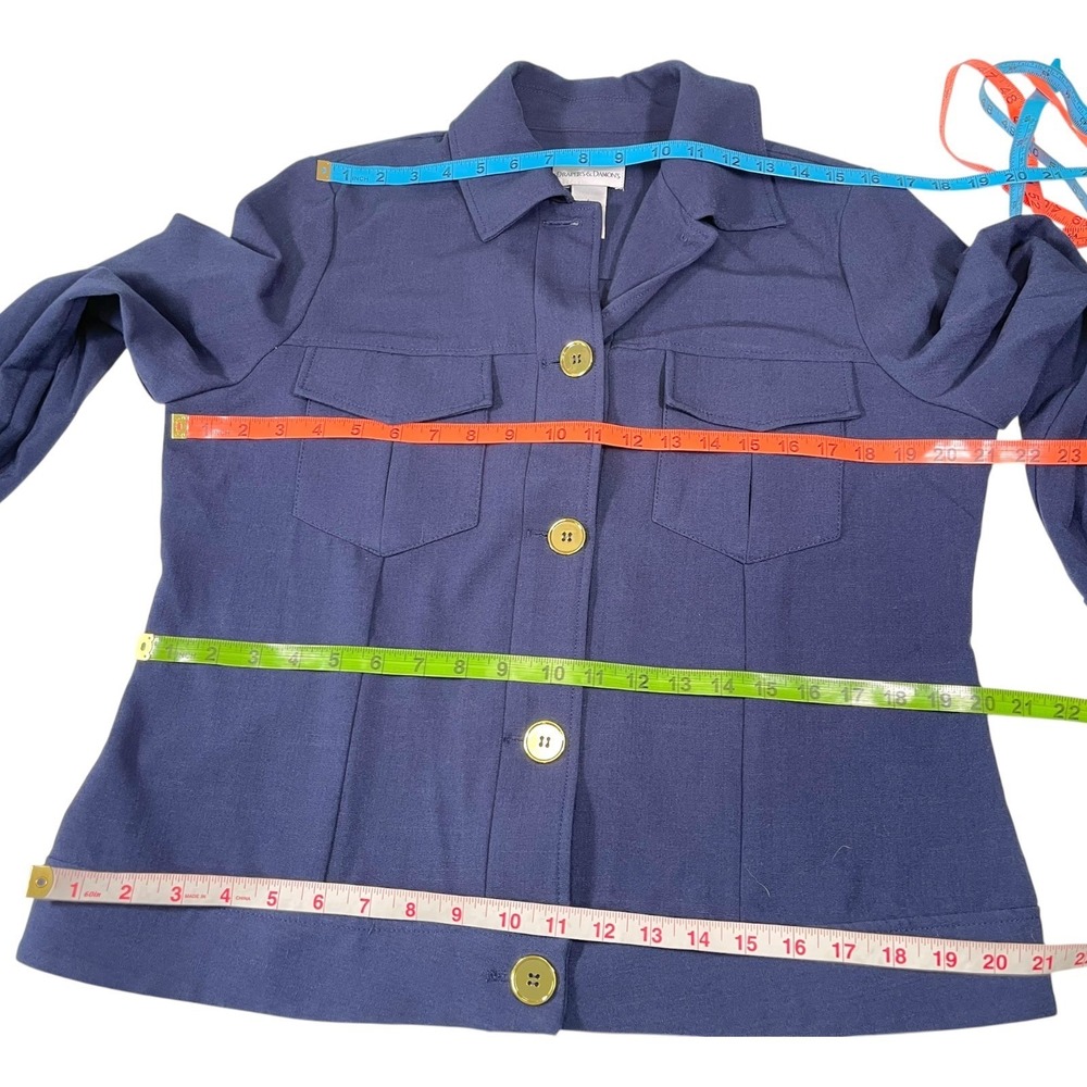 2pc Drapers & Damons L Navy Blue Jacket & Tank Set Gold Button Utility Classic - Picture 5 of 11